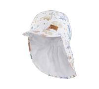 Sterntaler Schirmmütze Nacken Saurier - Jungen Mütze aus Baumwolle - UV-Schutz 50+ Sommermütze mit Nackenschutz - Sonnenhut mit Futter aus Batist (Bio) - Baby und Kinder Kopfbedeckung - weiß, Größe 53