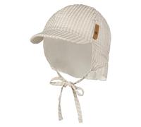 Sterntaler Schirmmütze Nacken Streifen - Jungen Mütze aus Seersucker - UV-Schutz 30 Sommermütze mit Nackenschutz - Sonnenhut - Baby und Kinder Kopfbedeckung zum Binden - beige, Größe 43