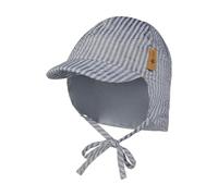 Sterntaler Schirmmütze Nacken Streifen - Jungen Mütze aus Seersucker - UV-Schutz 50+ Sommermütze mit Nackenschutz - Sonnenhut - Baby und Kinder Kopfbedeckung zum Binden - blau, Größe 39