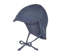 Sterntaler Schirmmütze Nacken Uni - Jungen Mütze mit kleinem Nackenschutz und Bindeband - Sommermütze aus luftigem Baumwoll Musselin - Sonnenhut - Baby und Kinder Kopfbedeckung - blau, Größe 47