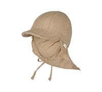 Sterntaler Schirmmütze Nacken Uni - Unisex Mütze aus luftigem Baumwoll Musselin - Sommermütze mit Nackenschutz - Sonnenhut zum Binden - Baby und Kinder Kopfbedeckung - Taupe, Größe 53
