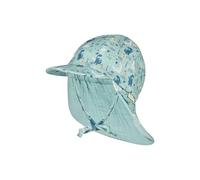 Sterntaler Schirmmütze Nackenschutz Dinos - Leichte Kindermütze aus Bio-Baumwoll-Musselin mit Dino-Print, elastischem Gummibund, Bindeband und weichem Innenfutter, UV-Schutz 50+ - Helltürkis, Größe 51