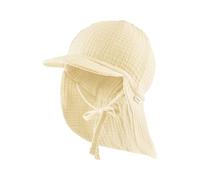 Sterntaler Schirmmütze Nackenschutz Musselin - Bio-Baumwoll-Musselin mit Sonnenschutz, Bindeband und weichem Innenfutter, UV-Schutz 50+ - Vanille, Größe 45