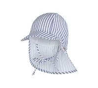 Sterntaler Schirmmütze Nackenschutz Streifen - Leichte Kinder-Mütze aus Baumwoll-Mix mit Bindeband, Gummizug und weichem Bio-Innenfutter, UV-Schutz 50+ - Meerblau, Größe 49