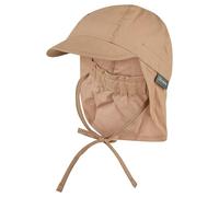 Sterntaler Schirmmütze Nackenschutz Uni - Schirmmütze aus Bio-UV-Popeline mit Nackenschutz, Ohrenklappen und Bindeband, UV-Schutz 50+ - Taupe, Größe 43