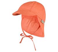 Sterntaler Schirmmütze Nackenschutz Uni - Schirmmütze aus Bio-UV-Popeline mit Nackenschutz, Ohrenklappen und Bindeband, UV-Schutz 50+ - Leuchtorange, Größe 49