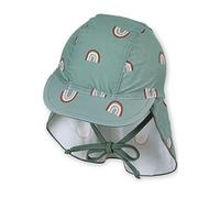 Sterntaler Schirmmütze Regenbogen - UV-Schutz 50+ Baby Mütze mit Nackenschutz & Bindeband - Sonnenmütze mit Regenbogen-Druck - Bademode für Schwimmbad und Strand, steingrün, Größe 45