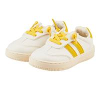 Sterntaler Sneaker Streifen - Sneaker mit Klettverschluss, Sterntaler Logo - Baby- & Kinderschuh mit rutschfester Sohle und austauschbaren Schnürsenkeln - Mattgelb, Größe 31