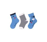 Sterntaler Socken 3er Pack Hai, Ringel und Fische - Babysocken für Jungen - Babysocken mit Motiven - Socken für Babys im Set - samtblau, 18