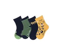 Sterntaler Socken 4er Pack Krokodil, Ringel, Tiger und Leopard - Babysocken für Jungen - Babysocken mit Rippenmuster - Socken für Babys im Set - marine, 22