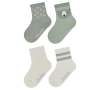 Sterntaler Socken 4er Pack Rippe - Baby- und Kinder-Socken im 4er Pack mit Umschlag, Innenfrottee, Rippen-, Geo- und Bär-Motiv, Ecru, Größe 26