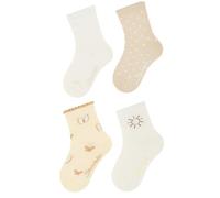 Sterntaler Socken 4er Pack Struktur - Baby- und Kinder-Socken im 4er Pack mit Umschlag, Innenfrottee, Struktur-, Punkte-, Schmetterling- & Sonnen-Motive, Ecru, Größe 18