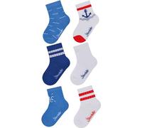 Sterntaler Socken 6er Pack Anker - Baby- und Kinder-Socken im 6er Pack mit Umschlag, Innenfrottee, Anker-, Wellen-, Rippen- & Krake-Motiv