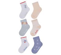 Sterntaler Socken 6er Pack Seepferdchen - Baby- und Kinder-Socken im 6er Pack mit Umschlag, Innenfrottee, Seepferdchen-, geringelt-, Muschel-, Bubbles-, Unterwasser- & Rippen-Motiv, Weiß, Größe 22