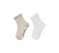 Sterntaler Socken Doppelpack - Unisex Baby und Kindersocken - hautsympathisches Modal (Viskose aus Buchenholz) - atmungsaktive Sportsocken - uni und geringelt - 2er Pack Strümpfe - beige, Größe 26