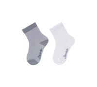 Sterntaler Socken Doppelpack - Unisex Baby und Kindersocken - hautsympathisches Modal (Viskose aus Buchenholz) - atmungsaktive Sportsocken - uni und geringelt - 2er Pack Strümpfe - graublau, Größe 22