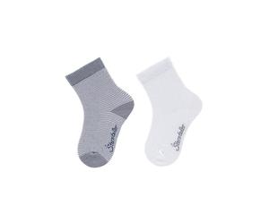 Sterntaler Socken Doppelpack - Unisex Baby und Kindersocken - hautsympathisches Modal (Viskose aus Buchenholz) - atmungsaktive Sportsocken - uni und geringelt - 2er Pack Strümpfe - graublau, Größe 22