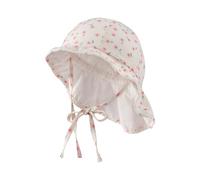 Sterntaler Sonnenhut Blümchen - Mädchen Sommerhut mit Futter Batist (Bio) - UV-Schutz 50+ Mütze mit Größenregulierung - Nackenschutz - Bindebänder - Baby Kinder Kopfbedeckung - Ecru,Größe 51