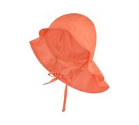 Sterntaler Sonnenhut einfarbig - Hut aus Bio-UV-Popeline mit Bindeband, Größenregulierung und Nackenschutz, UV-Schutz 50+ - Leuchtorange, Größe 45