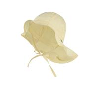 Sterntaler Sonnenhut einfarbig - Sonnenhut aus Bio-UV-Popeline mit Bindeband, Größenregulierung und Nackenschutz, UV-Schutz 50+ - Vanille, Größe 49