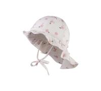 Sterntaler Sonnenhut Gänseblümchen Musselin mit Bindeband und Nackenschutz - Schirmmütze Baby gefüttert mit Batist (Bio) - Sonnenhut aus Baumwollmusselin mit Größenregulierungsband - ecru, 47