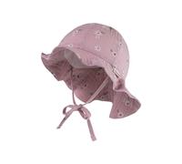 Sterntaler Sonnenhut Gänseblümchen Musselin mit Bindeband und Nackenschutz - Schirmmütze Baby gefüttert mit Batist (Bio) - Sonnenhut aus Baumwollmusselin mit Größenregulierungsband - samtrosa, 43