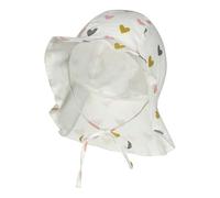 Sterntaler Sonnenhut Herzen - Sonnenhut mit Herz-Print, mit Bindeband, Größenregulierung und Nackenschutz, gefüttert mit Bio-Baumwoll-Batist, UV-Schutz 50+ - Weiß, Größe 45