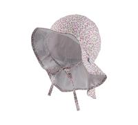 Sterntaler Sonnenhut Millefleurs mit Nackenschutz und Bindeband - Schirmmütze Baby gefüttert mit Batist (Bio) - Sommerhut Mädchen aus Baumwolle mit Größenregulierungsband UV30 - weiß, 49