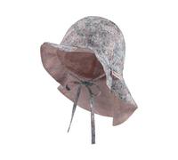 Sterntaler Sonnenhut Millefleurs mit Nackenschutz und Bindeband - Schirmmütze Baby gefüttert mit Batist (Bio) - Sommerhut Mädchen aus Baumwolle mit Größenregulierungsband UV30 - graublau, 47