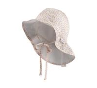 Sterntaler Sonnenhut Punkte mit Größenregulierung - Schirmmütze Baby mit Nackenschutz und Bindeband - Sommerhut Mädchen aus Baumwolle - ecru, 45