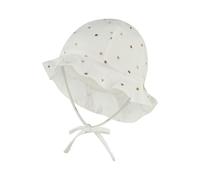 Sterntaler Sonnenhut Punkte - Sonnenhut aus Baumwoll-Musselin mit Punktedruck, mit Bindeband, Gummizug und Nackenschutz, gefüttert mit Bio-Baumwoll-Batist - Weiß, Größe 39