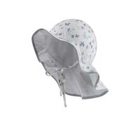 Sterntaler Sonnenhut Schmetterlinge mit Nackenschutz und Bindeband - Sommerhut Mädchen mit Aufdruck und UV 30, schützt den Kopf vor der Sonne - Sonnenhut Baby mit Größenregulierung - weiß, 43