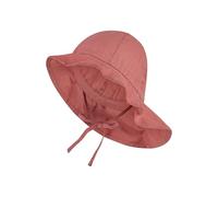 Sterntaler Sonnenhut - Unisex Sommerhut - UV-Schutz 50+ Mütze mit breiter Krempe und Größenregulierung - Nackenschutz - Bindebänder - Baby Kinder Kopfbedeckung aus Popeline (Bio) - Rosenholz,Größe 45