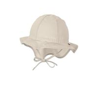 Sterntaler Sonnenhut - Unisex Sommerhut - UV-Schutz 50+ Mütze mit breiter Krempe und Größenregulierung - Nackenschutz - Bindebänder - Baby Kinder Kopfbedeckung aus Popeline (Bio) - beige,Größe 43