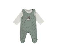 Sterntaler Strampler Set Blätter - 2-teilig - Baby Strampler aus Jersey mit Esel Emmi Applikation & Langarmbody - bequemer Unisex Zweiteiler ab Geburt - Druckknöpfe im Schritt - steingrün - Größe 44