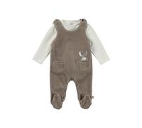 Sterntaler Strampler Set Emmi - Baby Strampler aus Nicki mit Esel Emmi Applikation - mit Langarm Shirt - Drucknöpfe im Schritt - bequemer Unisex Zweiteiler ab Geburt - Sand, Größe 68