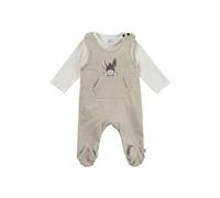 Sterntaler Strampler Set Pünktchen - 2-teilig - Baby Strampler aus Jersey mit Esel Emmi Applikation & Langarmbody - bequemer Unisex Zweiteiler ab Geburt - Druckknöpfe im Schritt - Natur - Größe 44