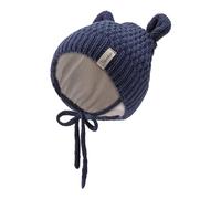 Sterntaler Strickmütze aus weichem Melange Garn - Unisex Bommelmütze im Rippenstrick mit Umschlag