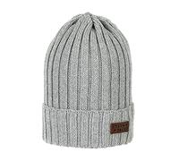 Sterntaler Strickmütze für Jungen mit Leder-Aufnäher, Silber mel., 51/53