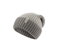 Sterntaler Strickmütze mit Umschlag - Lässige Unisex Beanie - Winter Mütze Two Tone - Kinder Mütze mit Rippenstrick Muster - Silber Melange, 51