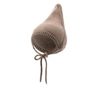 Sterntaler Strickmütze mit Zipfel - Lambswool Unisex Babymütze mit angeschnittenen Ohrenklappen und Bindeband - Wintermütze aus weicher Wolle - lichtbraun,39