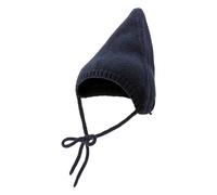 Sterntaler Strickmütze mit Zipfel - Lambswool Unisex Babymütze mit angeschnittenen Ohrenklappen und Bindeband - Wintermütze aus weicher Wolle - Marine, 47