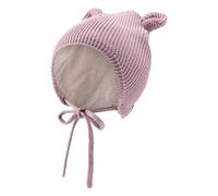 Sterntaler Strickmütze Ohren - Mädchen Babymütze aus Baumwolle (Bio) - warme Kindermütze mit Ohren, Ohrenklappen und Bindebändern - Rosenholz, Größe 49