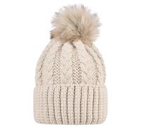 Sterntaler Winter-Strickmütze Bommel Fake Fur 49 beige