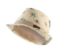 Sterntaler Strohhut Safari - klassischer Sonnenhut mit Allover Safari Print - UV-Schutz 50+ Sommerhut - Jungen Strandkappe - Baby und Kinder Kopfbedeckung - Sand, Größe 53