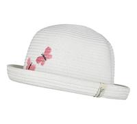 Sterntaler Strohhut Schmetterling - Leichter, atmungsaktiver Strohhut mit Schmetterling-Stickerei, Krempe nach Oben gebogen, Sonnenschutz, UV-Schutz 50+ - Weiß, Größe 49