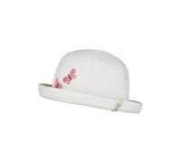 Sterntaler Strohhut Schmetterling - Leichter, atmungsaktiver Strohhut mit Schmetterling-Stickerei, Krempe nach Oben gebogen, Sonnenschutz, UV-Schutz 50+ - Weiß, Größe 53