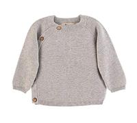 Sterntaler Unisex Kinder Gots Strick-jacke Strick-Jacke mit seitlicher Knopfleiste und Stern-Motiv, Hellgrau Mel., 80