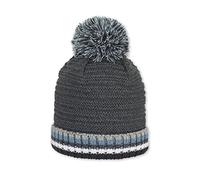 Sterntaler Unisex Kinder Mütze Baby Bommelstrickmütze Umschlag, anthrazit meliert, 55