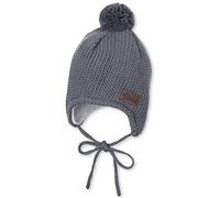 Sterntaler Unisex Kinder Strickmütze Baby Bommelmütze Strick mit Ohrenklappen, rauchgrau, 47